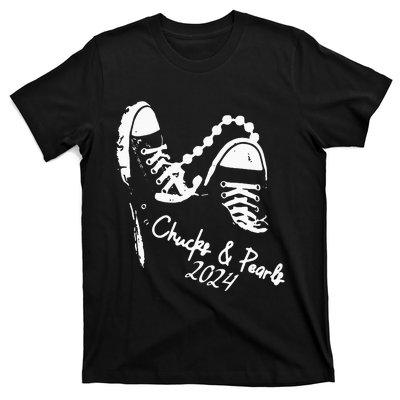 Chucks And Pearls Kamala Harris 2024 Support Gift Teachers T-Shirt