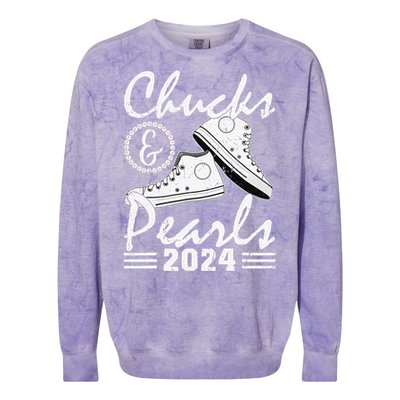 Chucks And Pearls Kamala Harris 2024 Usa Election 2024 Colorblast Crewneck Sweatshirt