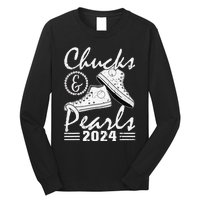 Chucks And Pearls Kamala Harris 2024 Usa Election 2024 Long Sleeve Shirt