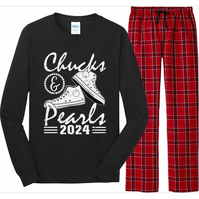 Chucks And Pearls Kamala Harris 2024 Usa Election 2024 Long Sleeve Pajama Set