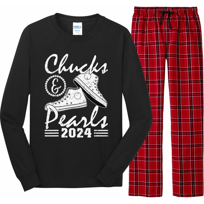 Chucks And Pearls Kamala Harris 2024 Usa Election 2024 Long Sleeve Pajama Set