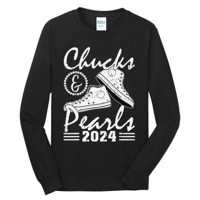 Chucks And Pearls Kamala Harris 2024 Usa Election 2024 Tall Long Sleeve T-Shirt