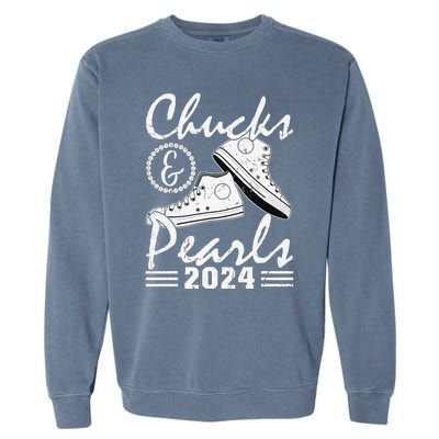 Chucks And Pearls Kamala Harris 2024 Usa Election 2024 Garment-Dyed Sweatshirt