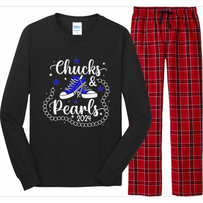 Chucks And Pearls Kamala Harris 2024 Meme Vote President Long Sleeve Pajama Set