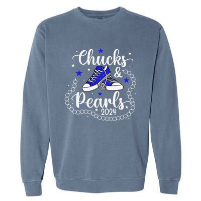 Chucks And Pearls Kamala Harris 2024 Meme Vote President Garment-Dyed Sweatshirt