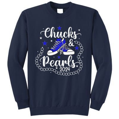 Chucks And Pearls Kamala Harris 2024 Meme Vote President Tall Sweatshirt