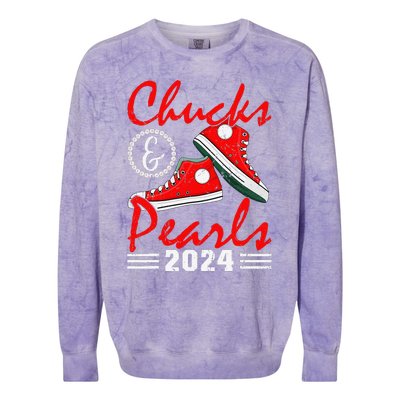 Chucks And Pearls Kamala Harris 2024 Usa Election 2024 Colorblast Crewneck Sweatshirt