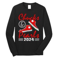 Chucks And Pearls Kamala Harris 2024 Usa Election 2024 Long Sleeve Shirt