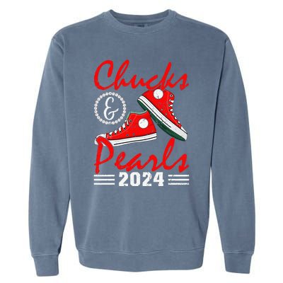 Chucks And Pearls Kamala Harris 2024 Usa Election 2024 Garment-Dyed Sweatshirt