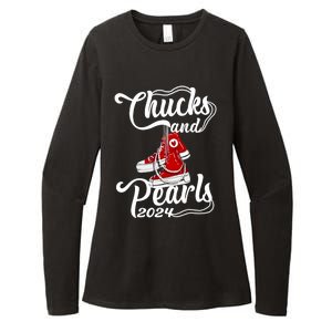 Chucks And Pearls Kamala Harris 2024 Support Gifts Women Womens CVC Long Sleeve Shirt