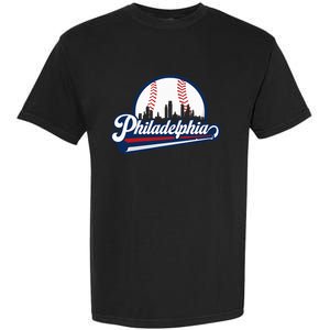 Cityscape Art Print Philadelphia Skyline in Bold Typography Garment-Dyed Heavyweight T-Shirt