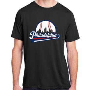 Cityscape Art Print Philadelphia Skyline in Bold Typography Adult ChromaSoft Performance T-Shirt