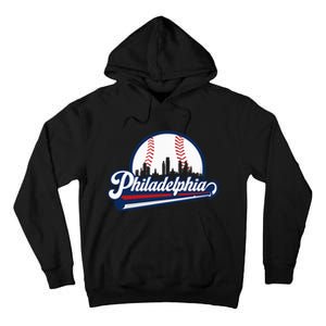 Cityscape Art Print Philadelphia Skyline in Bold Typography Tall Hoodie