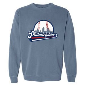 Cityscape Art Print Philadelphia Skyline in Bold Typography Garment-Dyed Sweatshirt