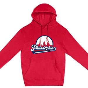 Cityscape Art Print Philadelphia Skyline in Bold Typography Premium Pullover Hoodie