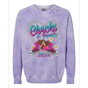 Chucks And Pearls Kamala Harris 2024 For President 47 Colorblast Crewneck Sweatshirt