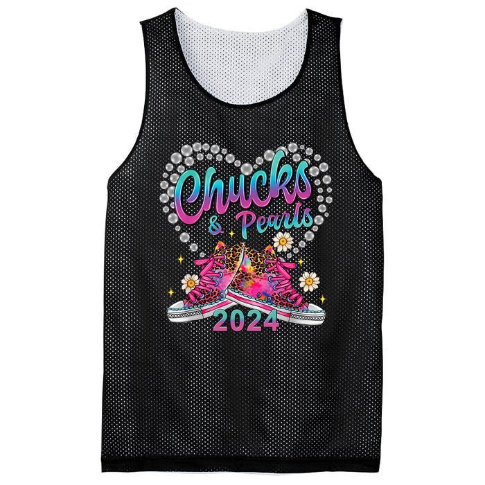 Chucks And Pearls Kamala Harris 2024 For President 47 Mesh Reversible Basketball Jersey Tank