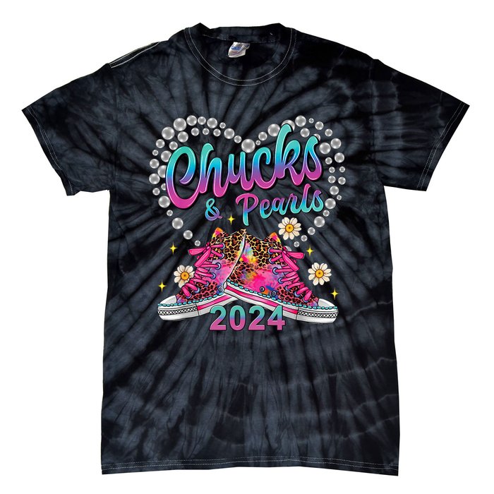 Chucks And Pearls Kamala Harris 2024 For President 47 Tie-Dye T-Shirt