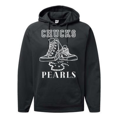 Chucks And Pearls Cute Women Nurse Kamala 2024 Performance Fleece Hoodie