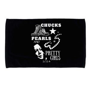 Chucks And Pearls Cute Women Teacher Kamala 2024 Microfiber Hand Towel