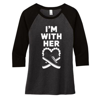 Chucks And Pearls Election 2024 IM With Her Kamala Women's Tri-Blend 3/4-Sleeve Raglan Shirt