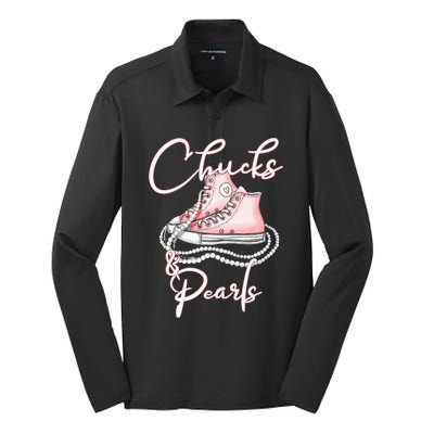 Chucks And Pearls Silk Touch Performance Long Sleeve Polo