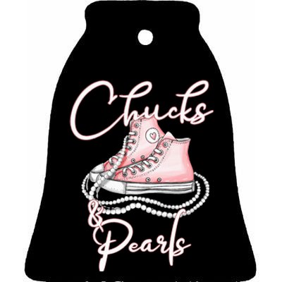 Chucks And Pearls Ceramic Bell Ornament