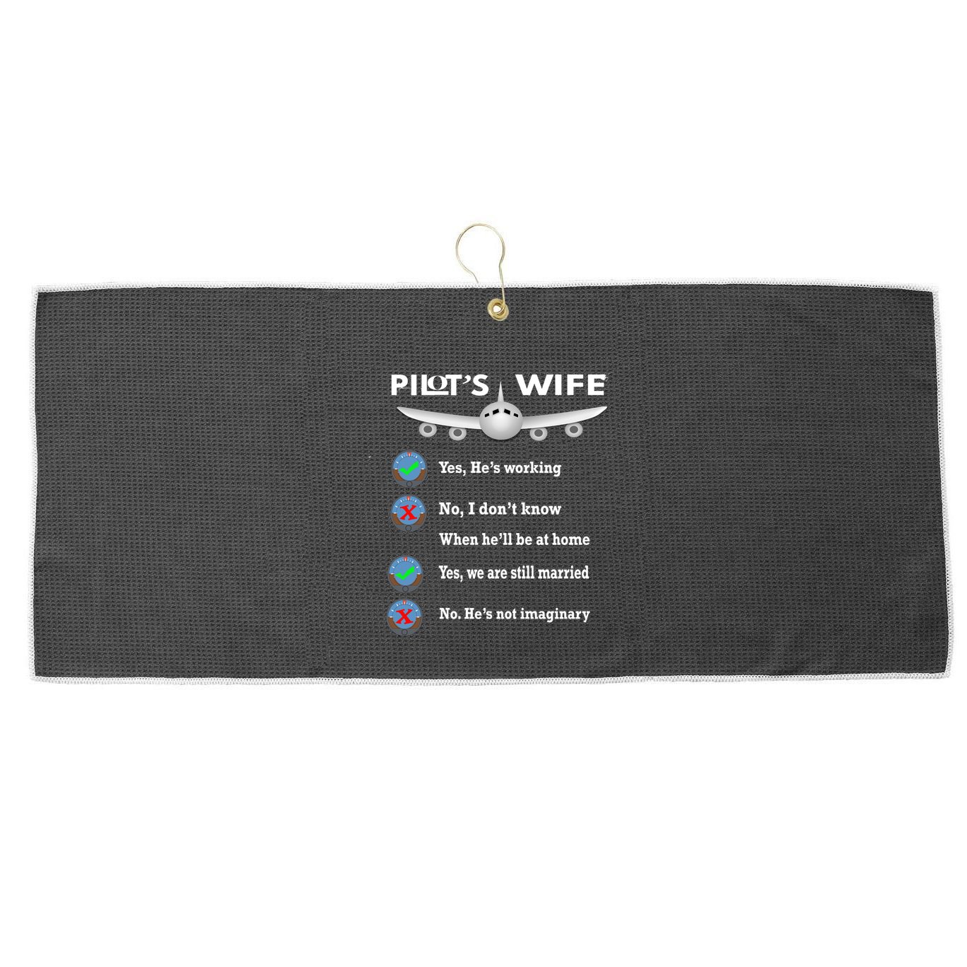 Commercial Airline Pilot Wife Gift Large Microfiber Waffle Golf Towel