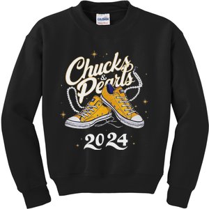 Chucks And Pearls 2024 Kamala Harris For President Kids Sweatshirt