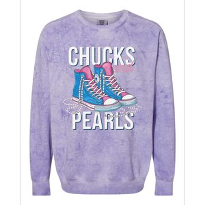 Chucks And Pearls Kamala Harris 2024 For President Election Colorblast Crewneck Sweatshirt