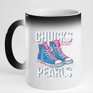 Chucks And Pearls Kamala Harris 2024 For President Election 11oz Black Color Changing Mug