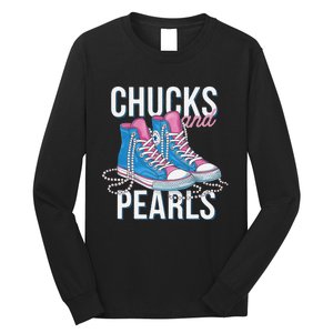 Chucks And Pearls Kamala Harris 2024 For President Election Long Sleeve Shirt