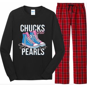 Chucks And Pearls Kamala Harris 2024 For President Election Long Sleeve Pajama Set