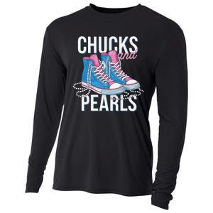 Chucks And Pearls Kamala Harris 2024 For President Election Cooling Performance Long Sleeve Crew