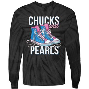 Chucks And Pearls Kamala Harris 2024 For President Election Tie-Dye Long Sleeve Shirt