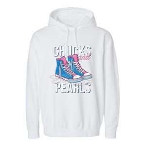 Chucks And Pearls Kamala Harris 2024 For President Election Garment-Dyed Fleece Hoodie