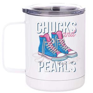 Chucks And Pearls Kamala Harris 2024 For President Election 12 oz Stainless Steel Tumbler Cup