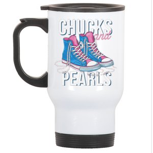 Chucks And Pearls Kamala Harris 2024 For President Election Stainless Steel Travel Mug