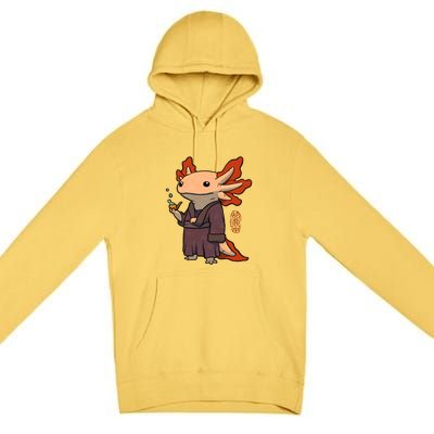 Cute Axolotl Philosopher Premium Pullover Hoodie