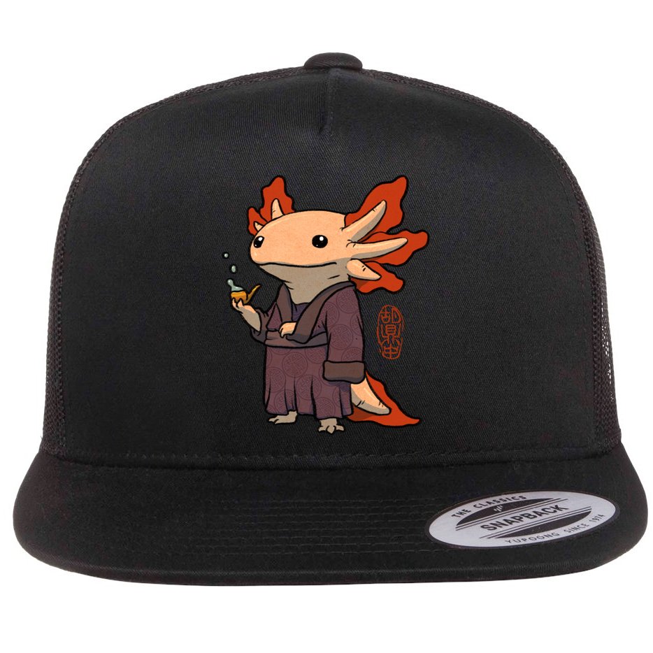 Cute Axolotl Philosopher Flat Bill Trucker Hat