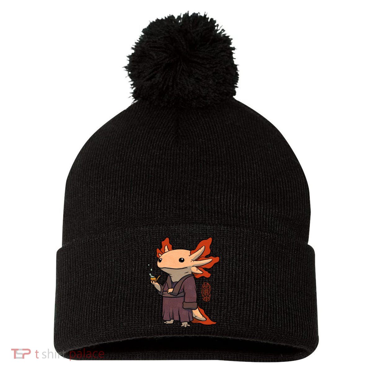 Cute Axolotl Philosopher Pom Pom 12in Knit Beanie