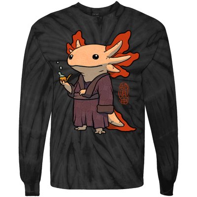 Cute Axolotl Philosopher Tie-Dye Long Sleeve Shirt