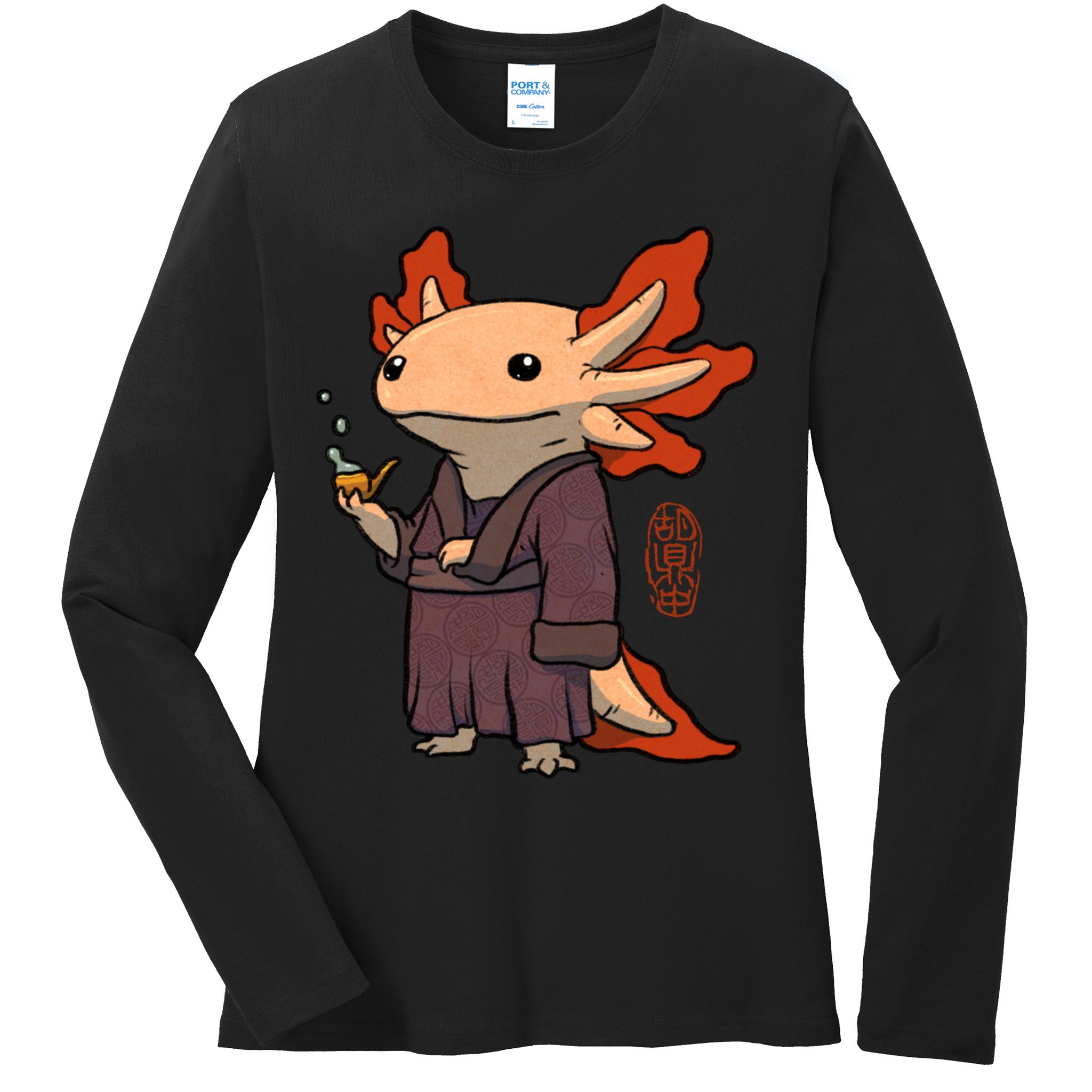 Cute Axolotl Philosopher Ladies Long Sleeve Shirt
