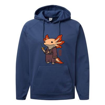 Cute Axolotl Philosopher Performance Fleece Hoodie