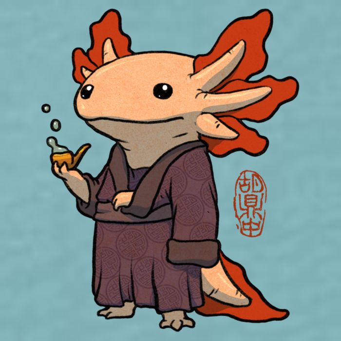 Cute Axolotl Philosopher Sueded Cloud Jersey T-Shirt