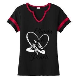 Chucks And Pearls 2024 IM With Her Kamala 2024 Gift Ladies Halftime Notch Neck Tee