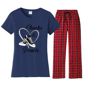 Chucks And Pearls 2024 IM With Her Kamala 2024 Gift Women's Flannel Pajama Set