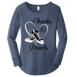 Chucks And Pearls 2024 IM With Her Kamala 2024 Gift Women's Perfect Tri Tunic Long Sleeve Shirt