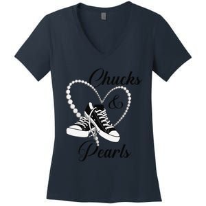 Chucks And Pearls 2024 IM With Her Kamala 2024 Gift Women's V-Neck T-Shirt