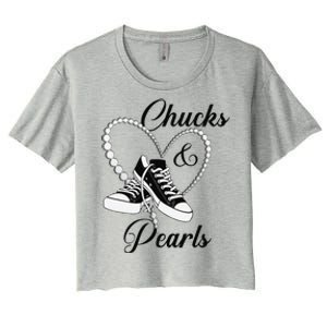 Chucks And Pearls 2024 IM With Her Kamala 2024 Gift Women's Crop Top Tee